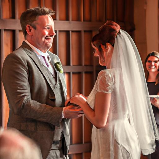 A heartfelt exchange of vows between the bride and groom.